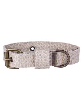 Hemptique Hemp Canvas Dog Collar in Natural with Antiqued Brass Hardware